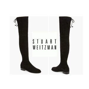 Stuart Weitzman Lowland Black Suede Over the Knee Boots 6M